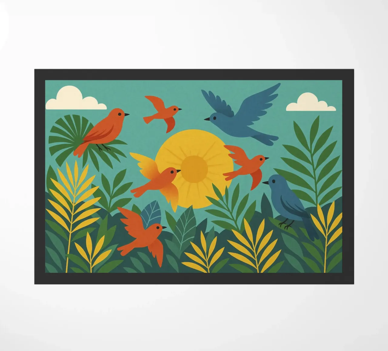 Poster con uccelli e sole - Poster naturalistico retrò zerbino da JETLAG | affiches voyage