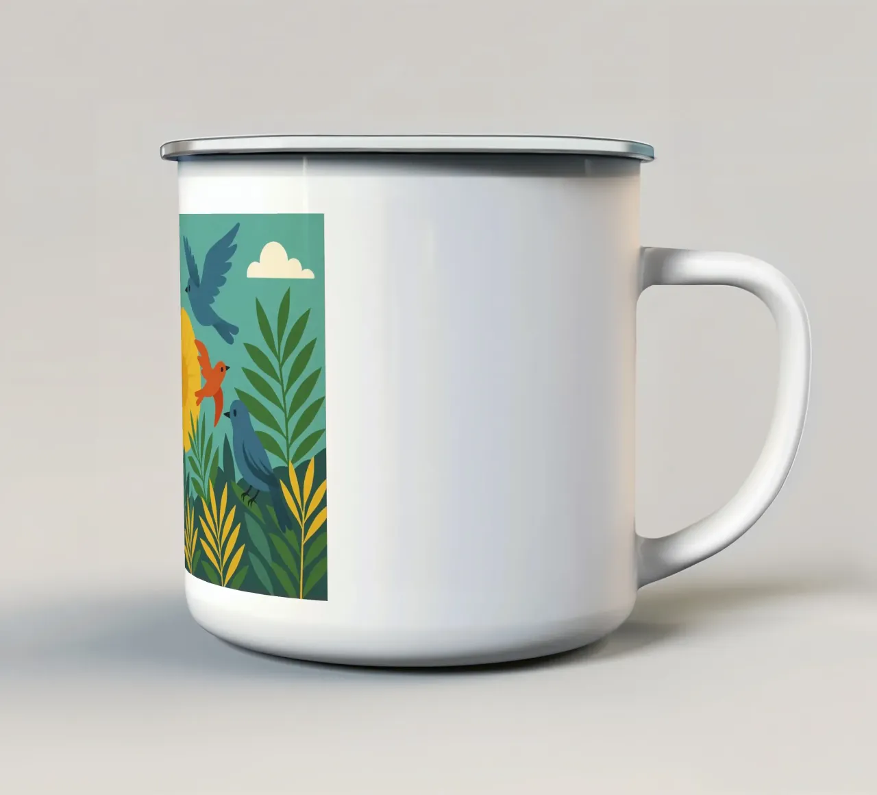 Poster con uccelli e sole - Poster naturalistico retrò tazza in smalto da JETLAG | affiches voyage