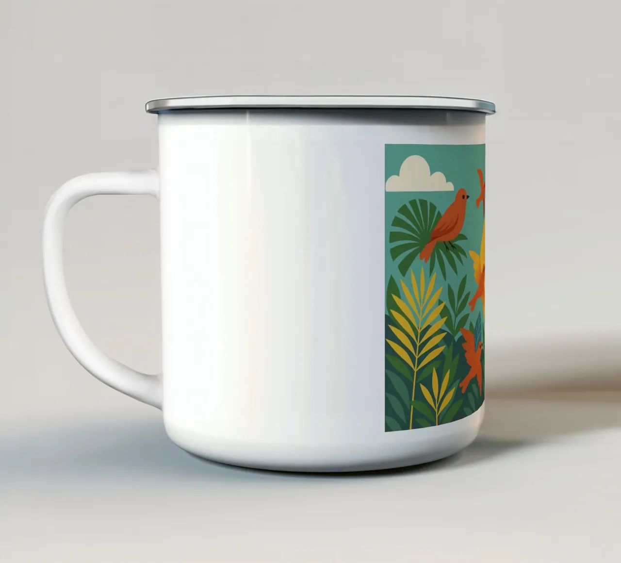 Poster con uccelli e sole - Poster naturalistico retrò tazza in smalto da JETLAG | affiches voyage