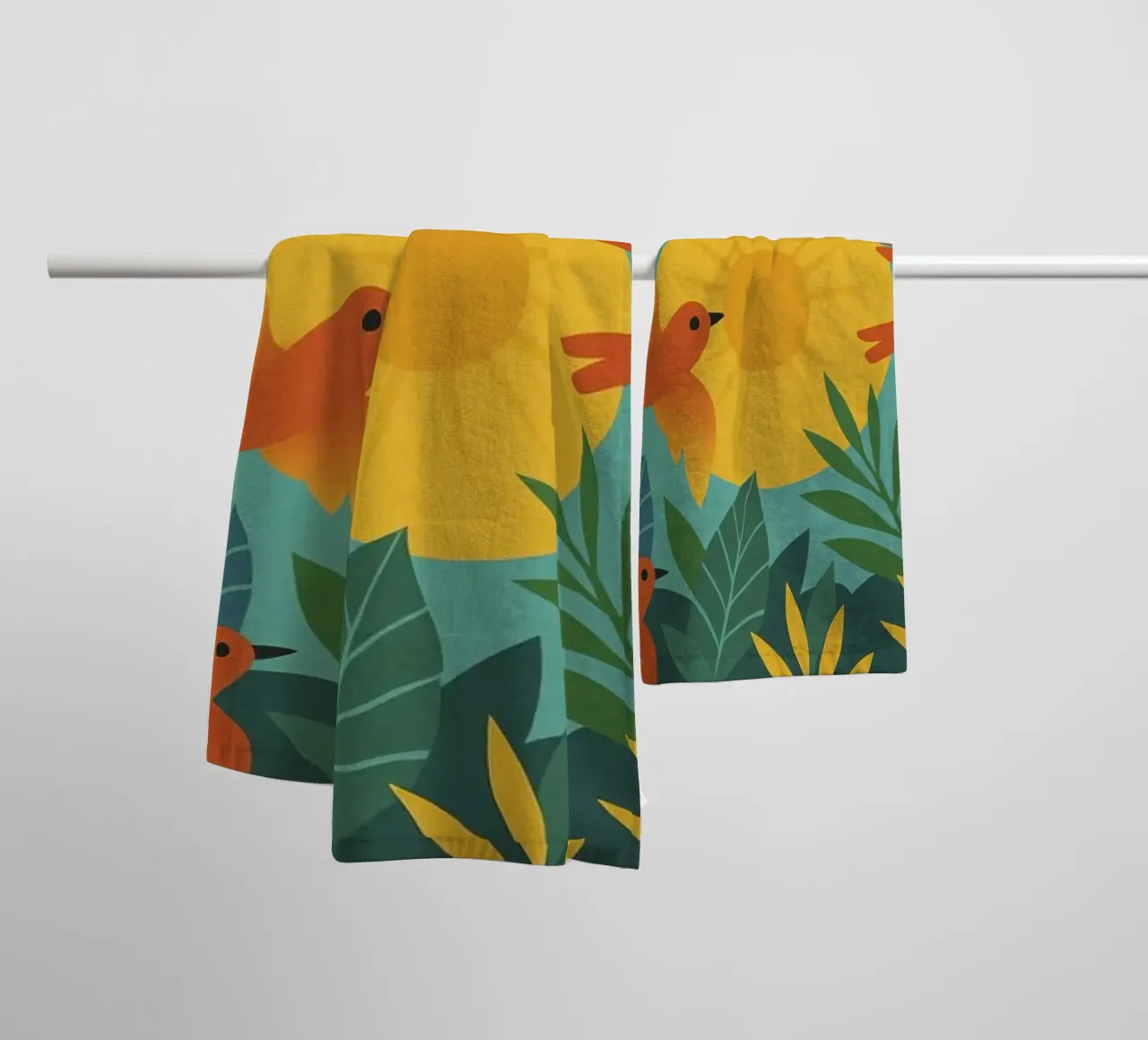 Poster con uccelli e sole - Poster naturalistico retrò asciugamano da bagno da JETLAG | affiches voyage