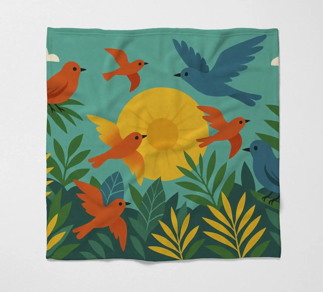 Poster con uccelli e sole - Poster naturalistico retrò coperta in pile da JETLAG | affiches voyage