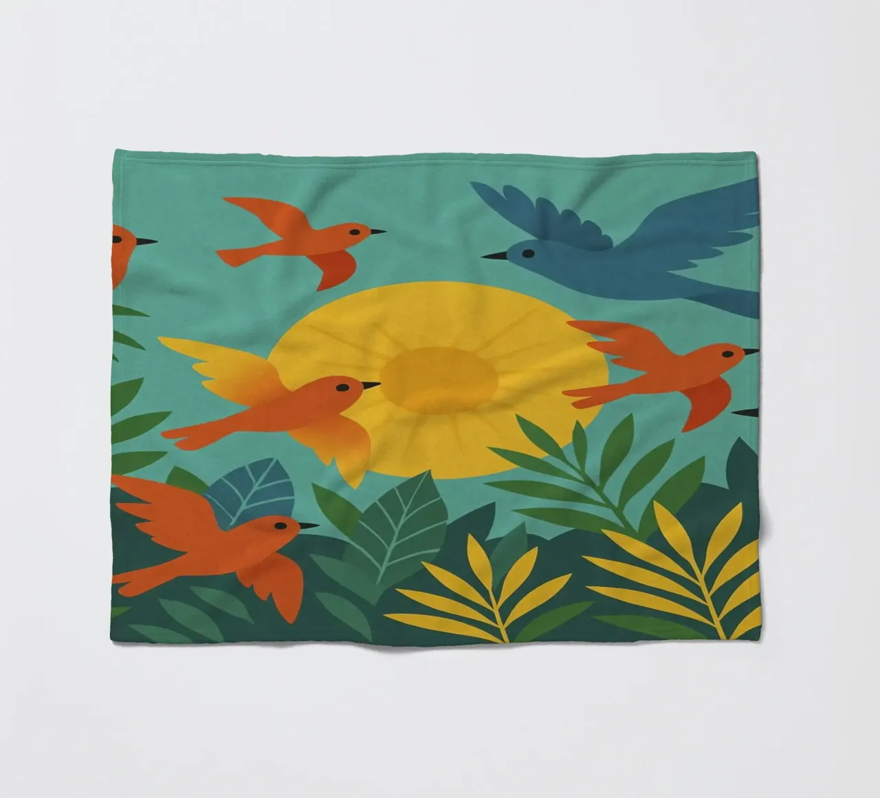 Poster con uccelli e sole - Poster naturalistico retrò coperta in pile da JETLAG | affiches voyage