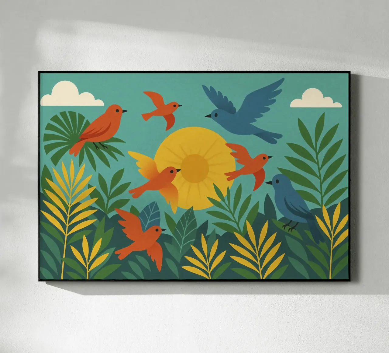 Poster con uccelli e sole - Poster naturalistico retrò plexiglass da JETLAG | affiches voyage