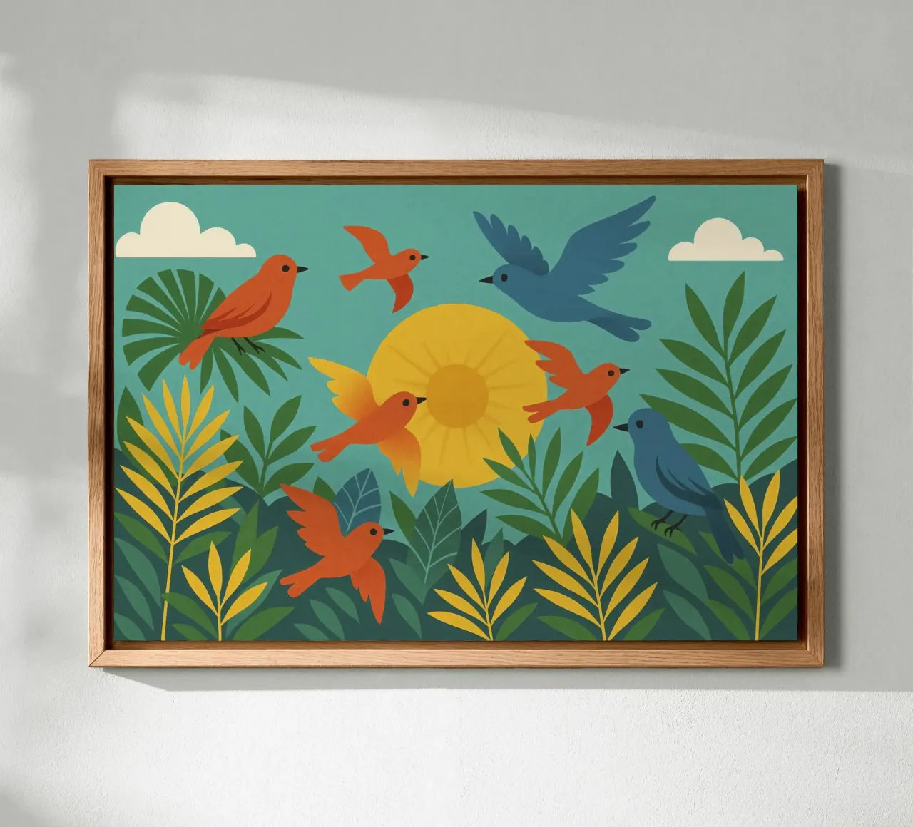 Poster con uccelli e sole - Poster naturalistico retrò alluminio dibond da JETLAG | affiches voyage