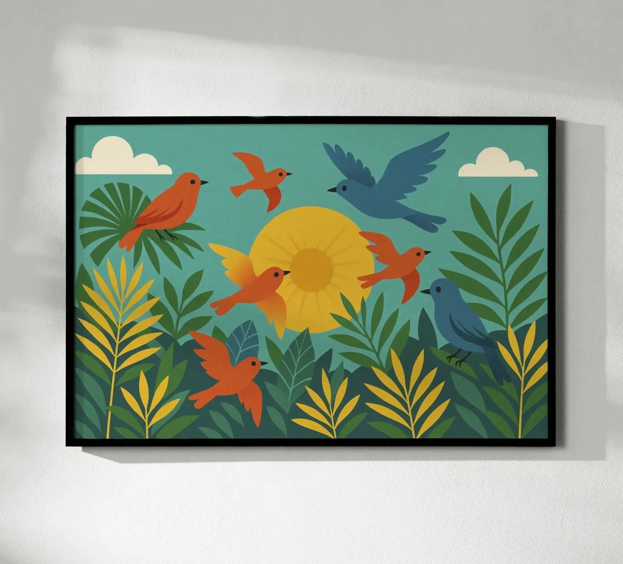 Poster con uccelli e sole - Poster naturalistico retrò carta hahnemühle da JETLAG | affiches voyage