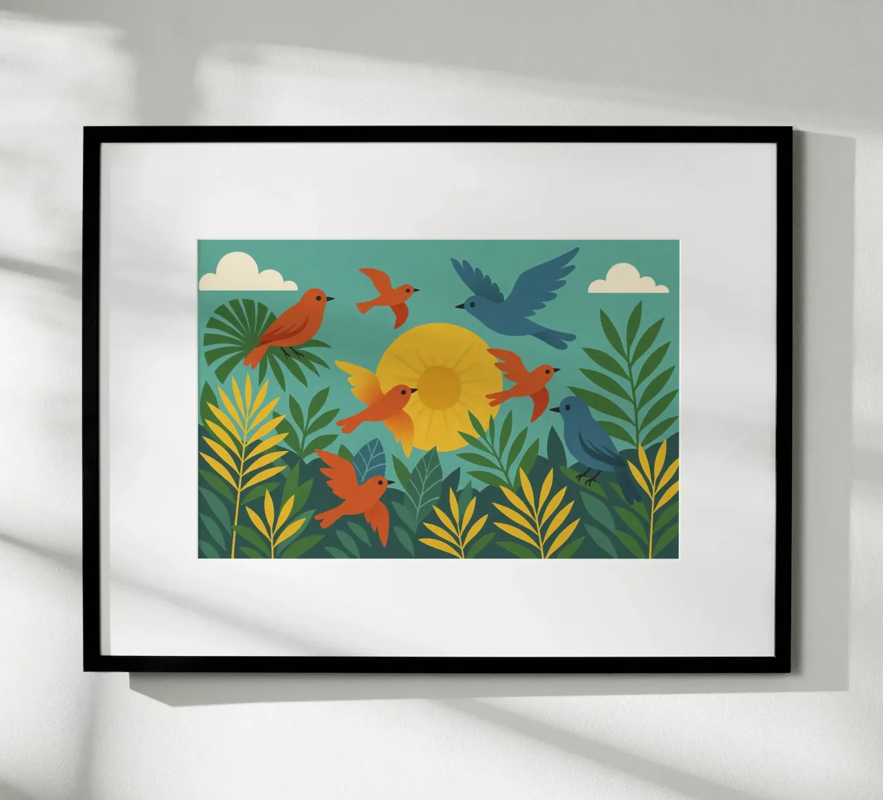 Poster con uccelli e sole - Poster naturalistico retrò carta hahnemühle da JETLAG | affiches voyage