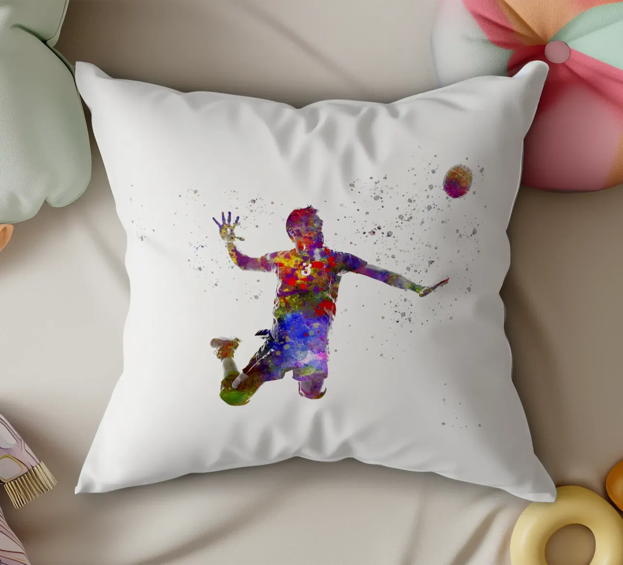 Giocatore di pallavolo in acquerello cuscino da ⚽ Sports Pulse