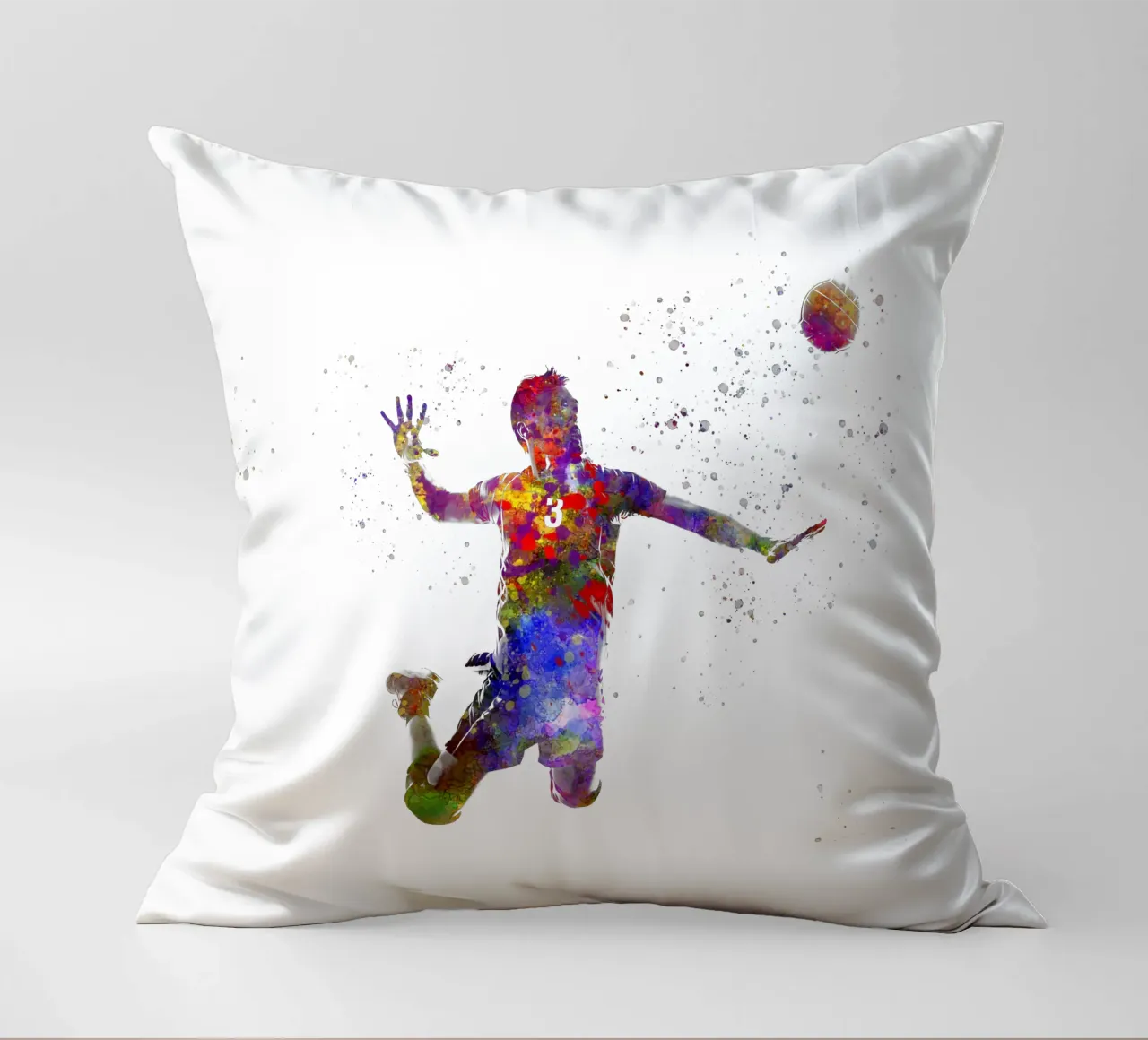 Giocatore di pallavolo in acquerello cuscino da ⚽ Sports Pulse