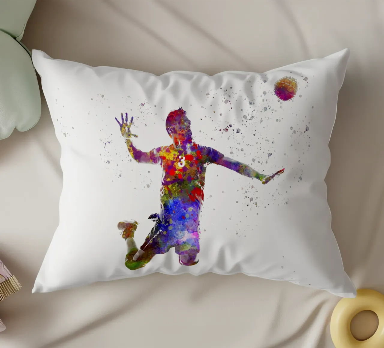Giocatore di pallavolo in acquerello cuscino da ⚽ Sports Pulse