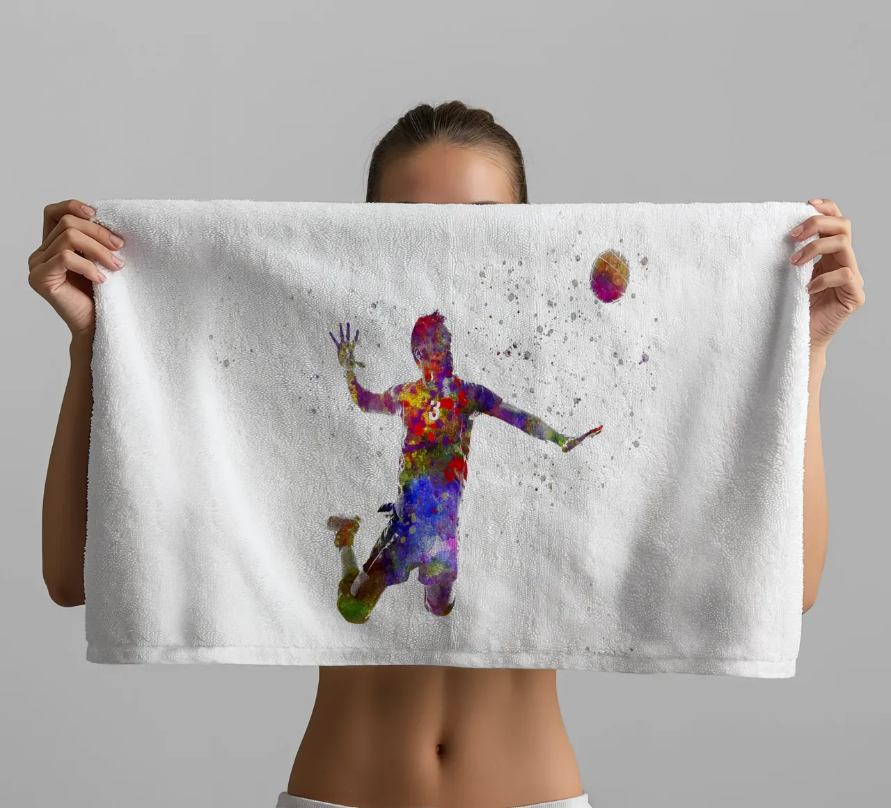 Giocatore di pallavolo in acquerello asciugamano da bagno da ⚽ Sports Pulse