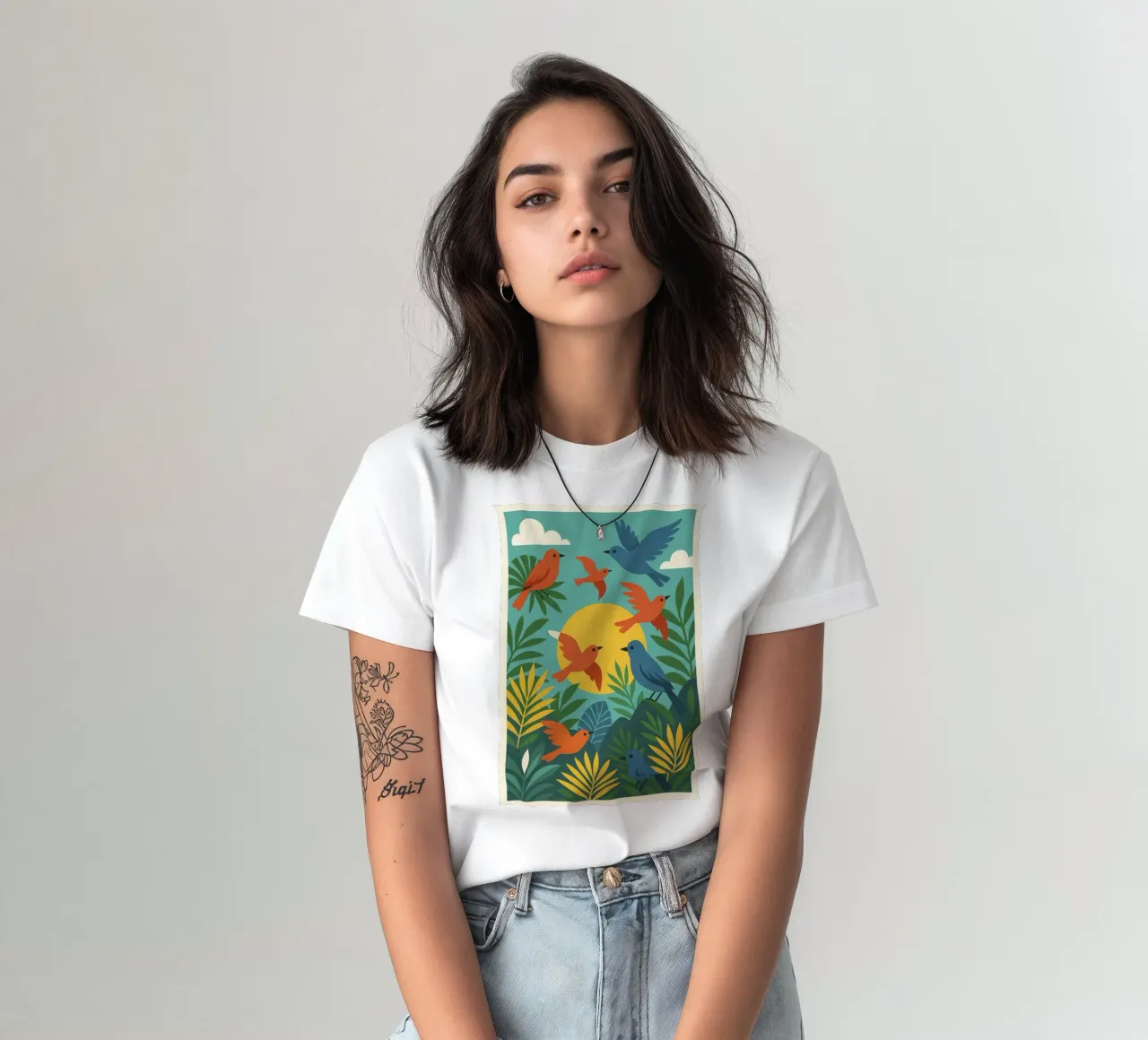 Poster con uccelli turchesi - Poster tropicale colorato e retrò t-shirt da JETLAG | affiches voyage