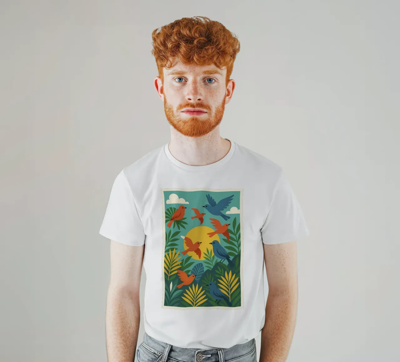Poster con uccelli turchesi - Poster tropicale colorato e retrò t-shirt da JETLAG | affiches voyage