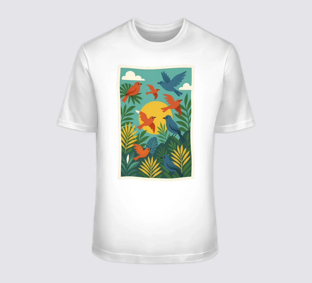 Poster con uccelli turchesi - Poster tropicale colorato e retrò t-shirt da JETLAG | affiches voyage
