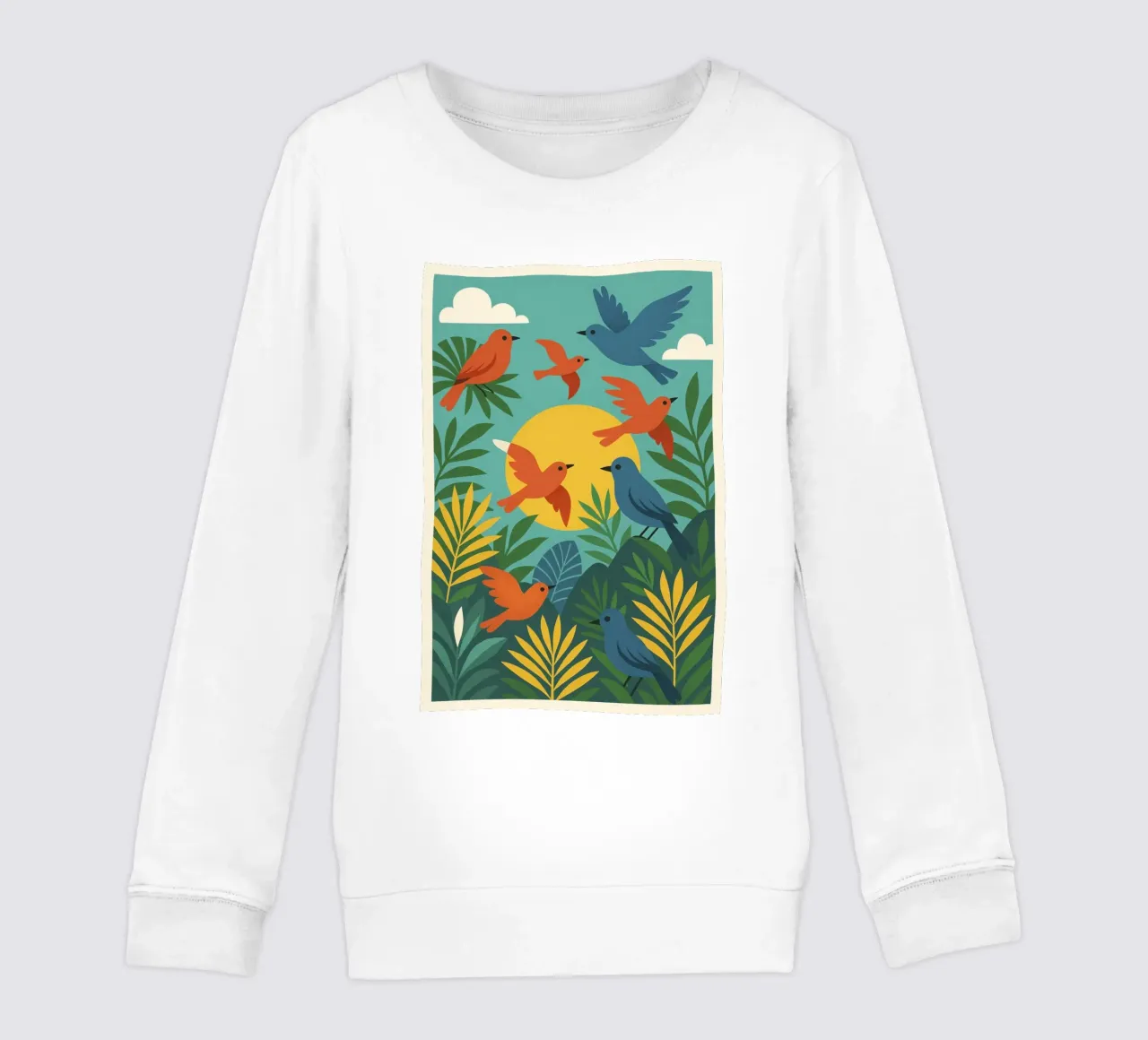 Poster con uccelli turchesi - Poster tropicale colorato e retrò felpa bambino da JETLAG | affiches voyage