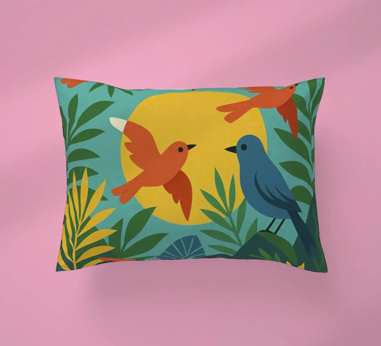 Poster con uccelli turchesi - Poster tropicale colorato e retrò cuscino da JETLAG | affiches voyage