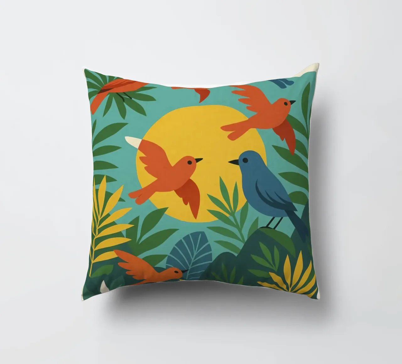 Poster con uccelli turchesi - Poster tropicale colorato e retrò cuscino da JETLAG | affiches voyage