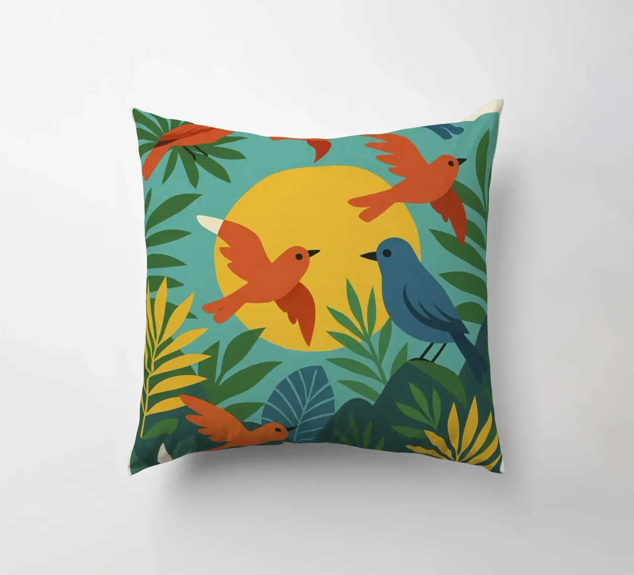 Poster con uccelli turchesi - Poster tropicale colorato e retrò cuscino da JETLAG | affiches voyage