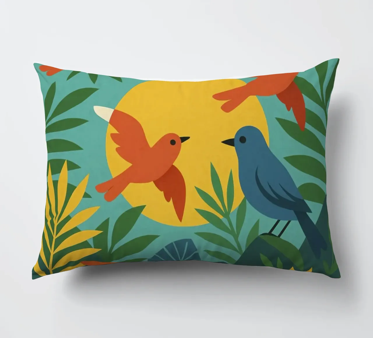 Poster con uccelli turchesi - Poster tropicale colorato e retrò cuscino da JETLAG | affiches voyage