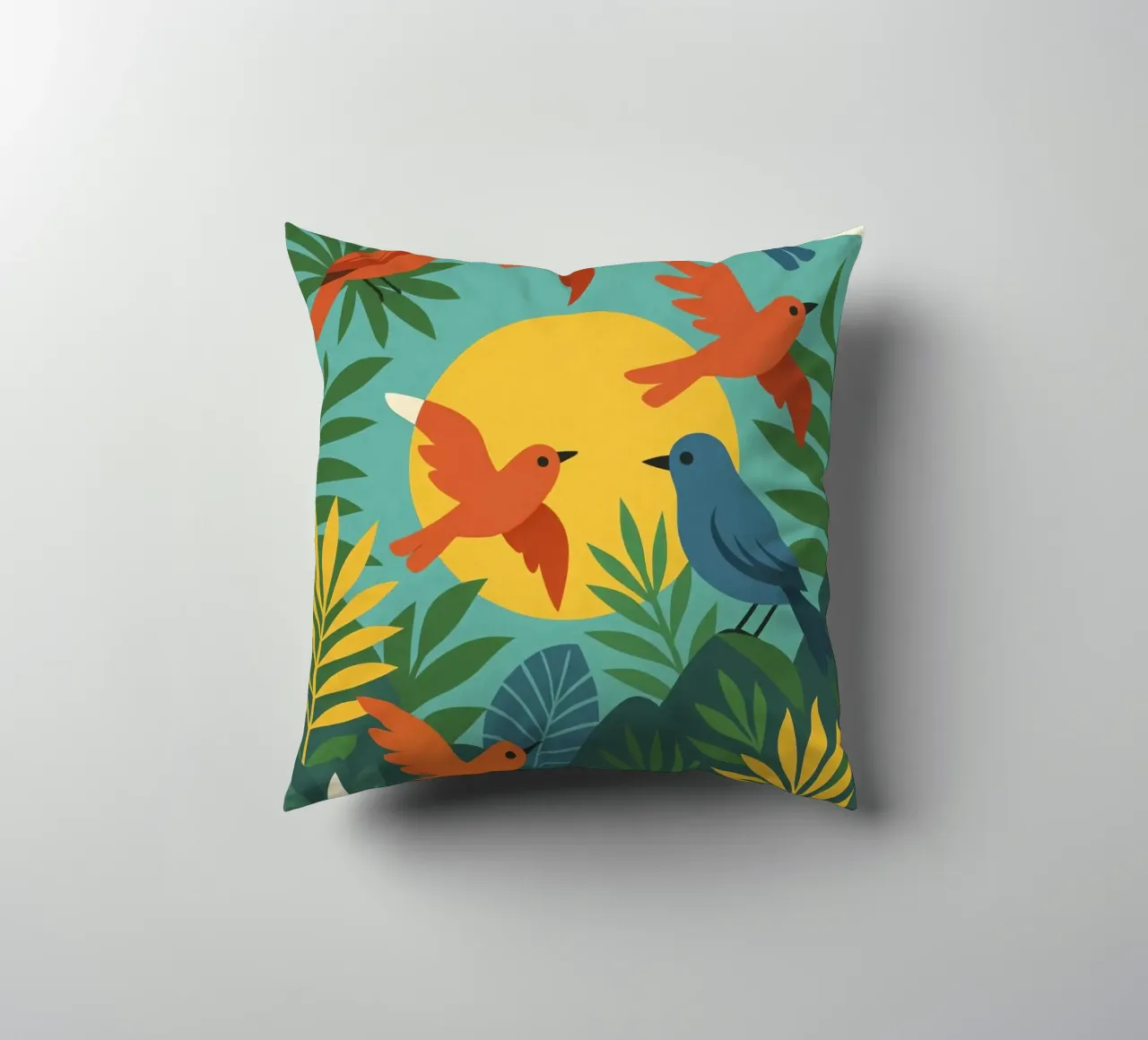 Poster con uccelli turchesi - Poster tropicale colorato e retrò cuscino da JETLAG | affiches voyage
