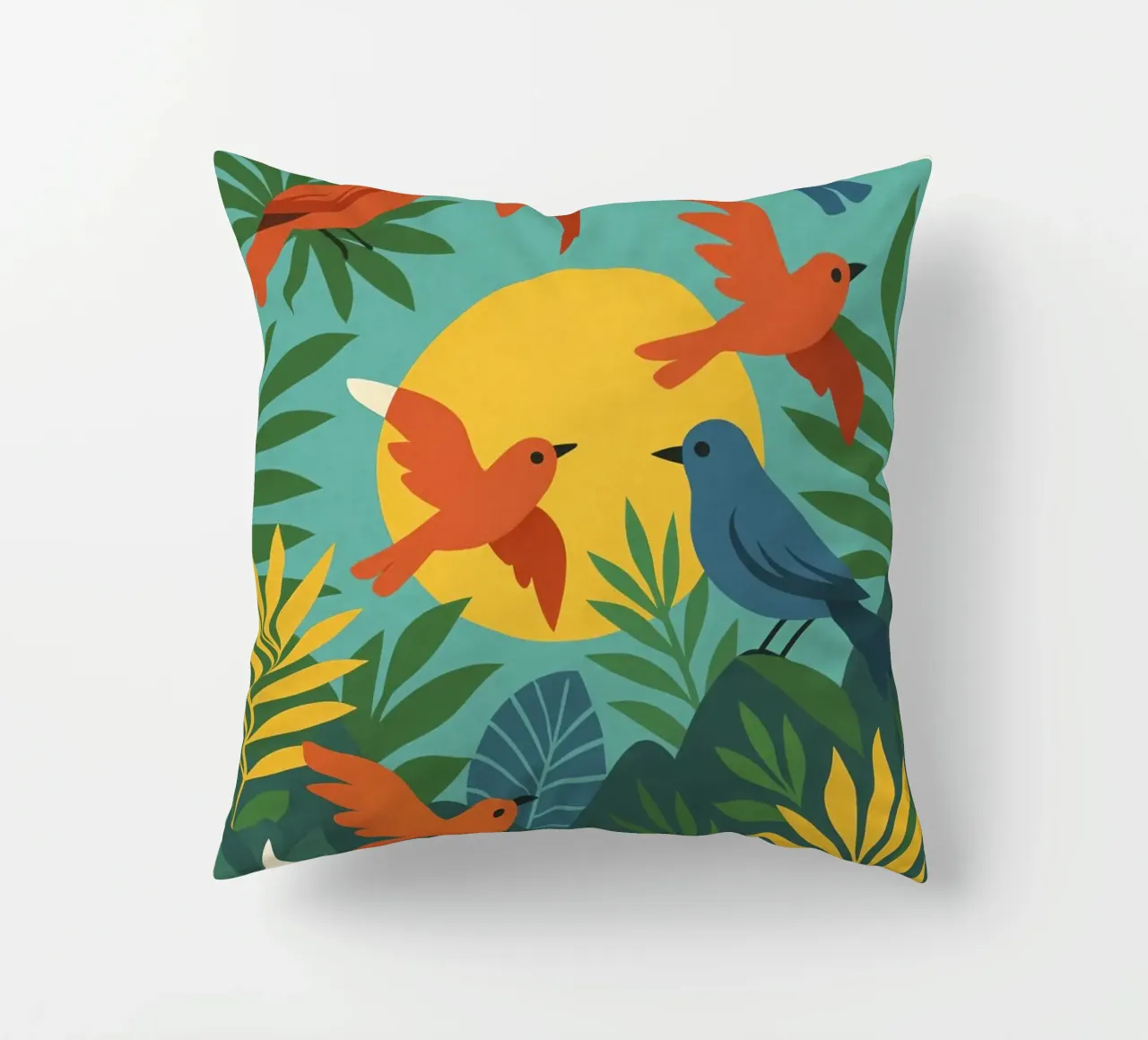 Poster con uccelli turchesi - Poster tropicale colorato e retrò cuscino da JETLAG | affiches voyage