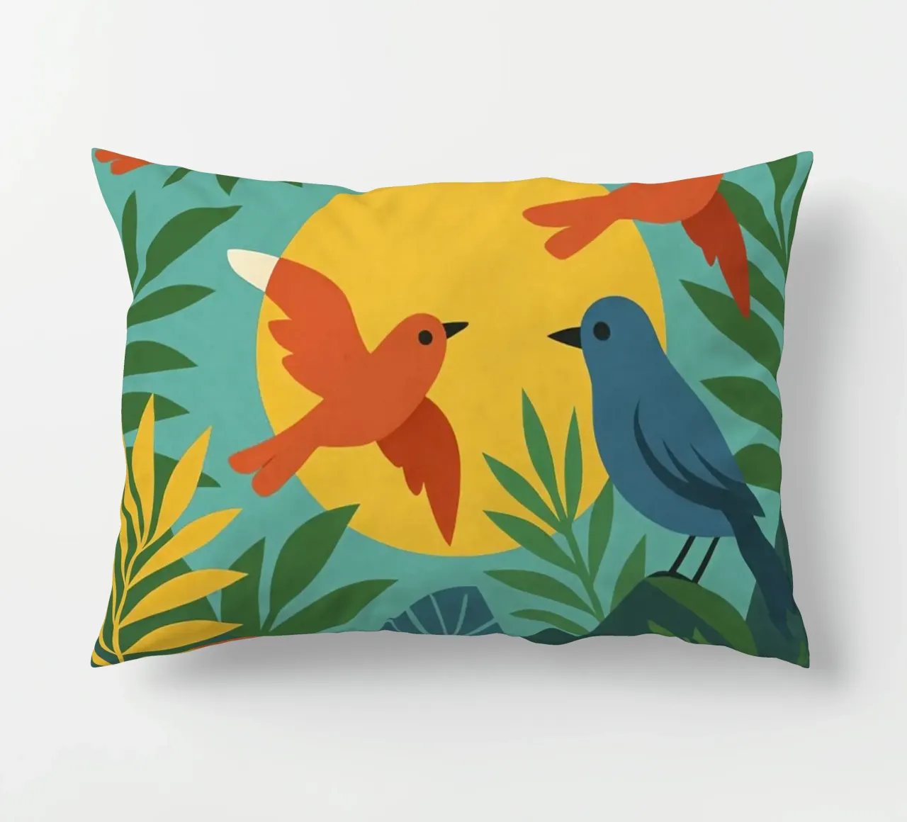 Poster con uccelli turchesi - Poster tropicale colorato e retrò cuscino da JETLAG | affiches voyage