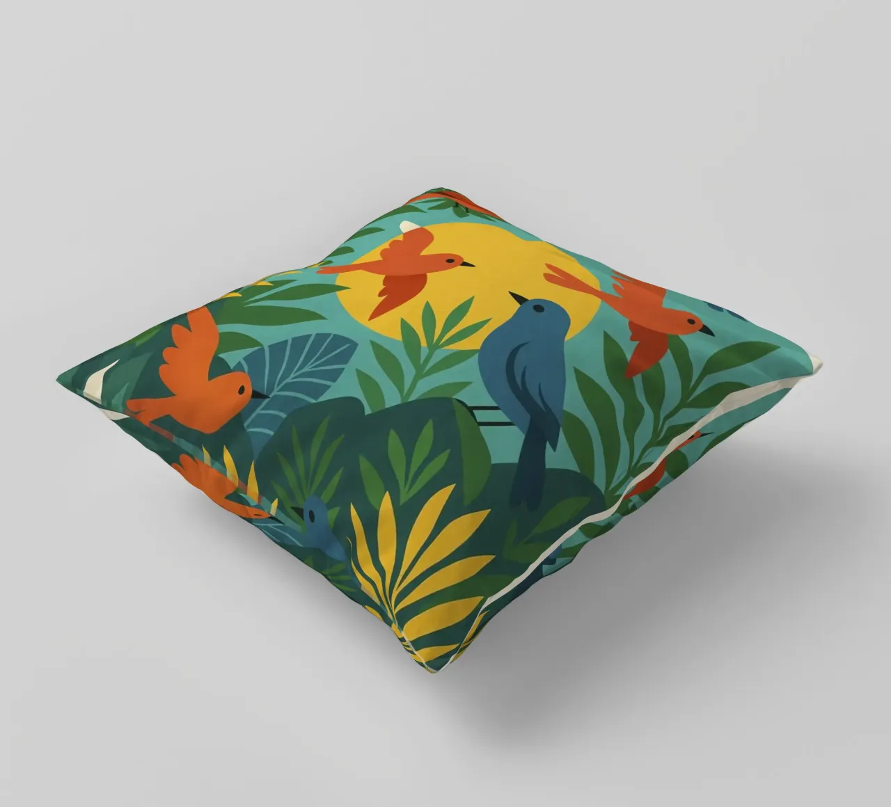 Poster con uccelli turchesi - Poster tropicale colorato e retrò cuscino da JETLAG | affiches voyage