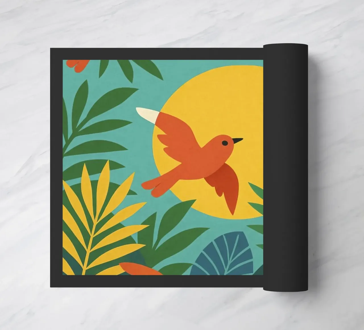 Poster con uccelli turchesi - Poster tropicale colorato e retrò zerbino da JETLAG | affiches voyage