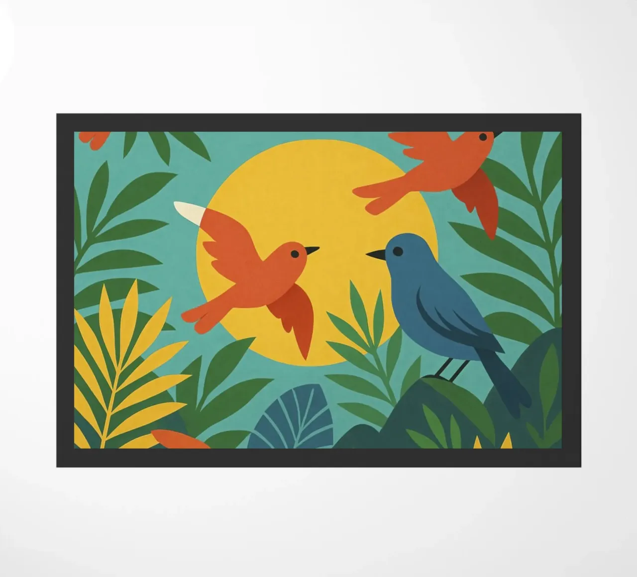 Poster con uccelli turchesi - Poster tropicale colorato e retrò zerbino da JETLAG | affiches voyage