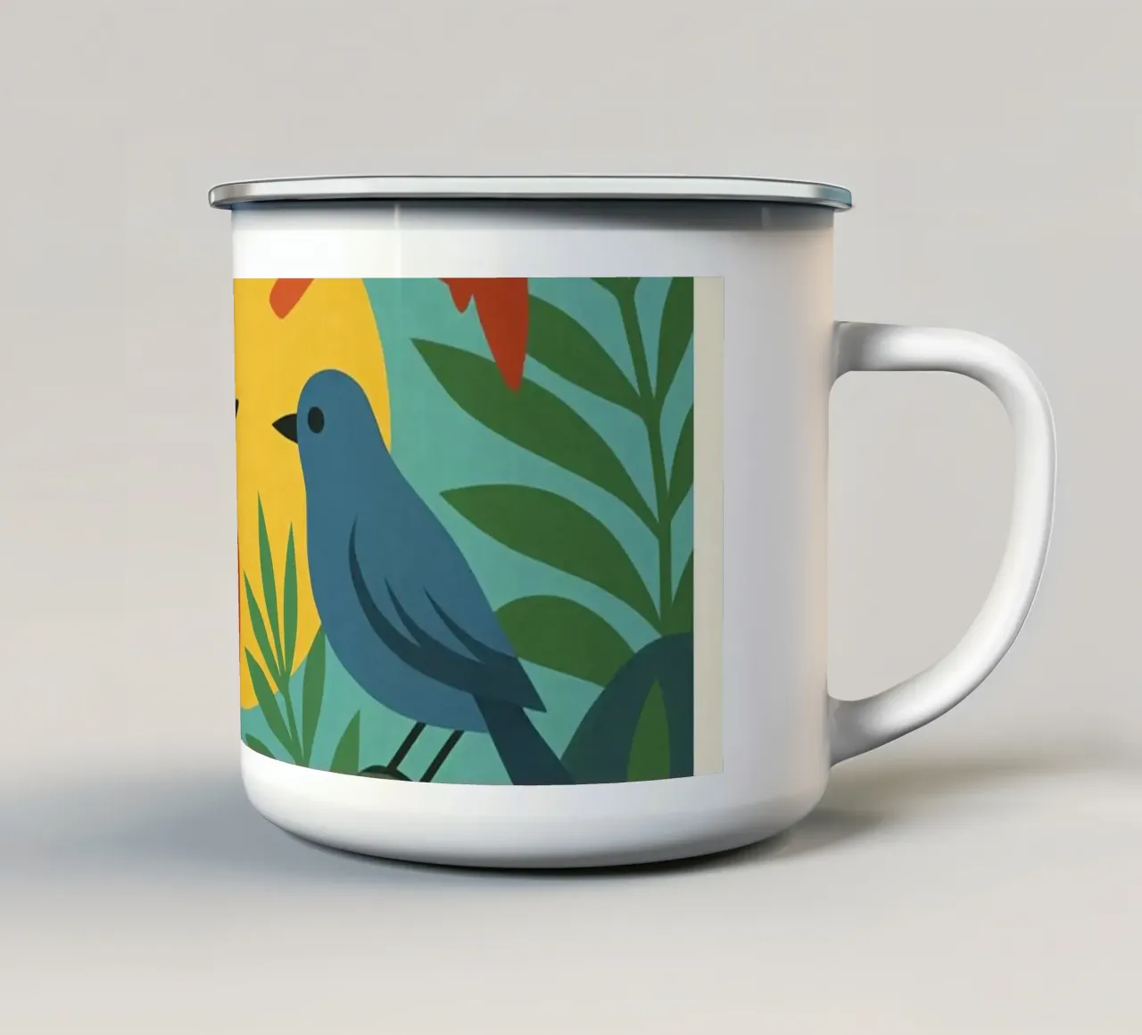 Poster con uccelli turchesi - Poster tropicale colorato e retrò tazza in smalto da JETLAG | affiches voyage
