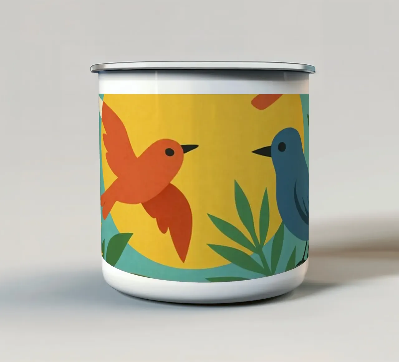 Poster con uccelli turchesi - Poster tropicale colorato e retrò tazza in smalto da JETLAG | affiches voyage