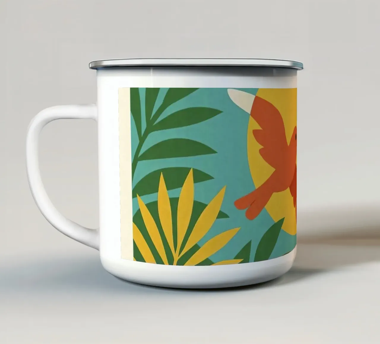 Poster con uccelli turchesi - Poster tropicale colorato e retrò tazza in smalto da JETLAG | affiches voyage