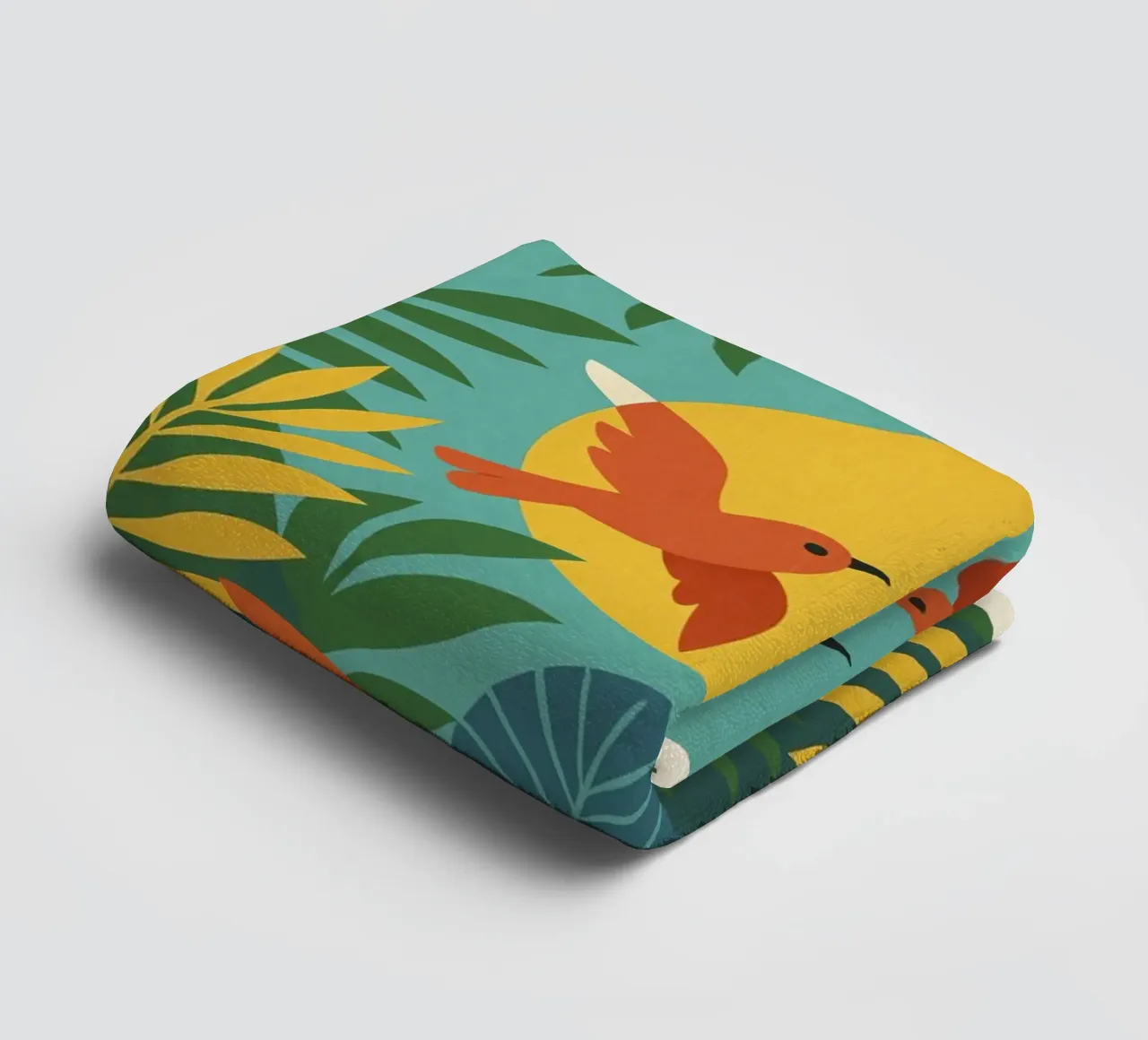 Poster con uccelli turchesi - Poster tropicale colorato e retrò asciugamano da bagno da JETLAG | affiches voyage
