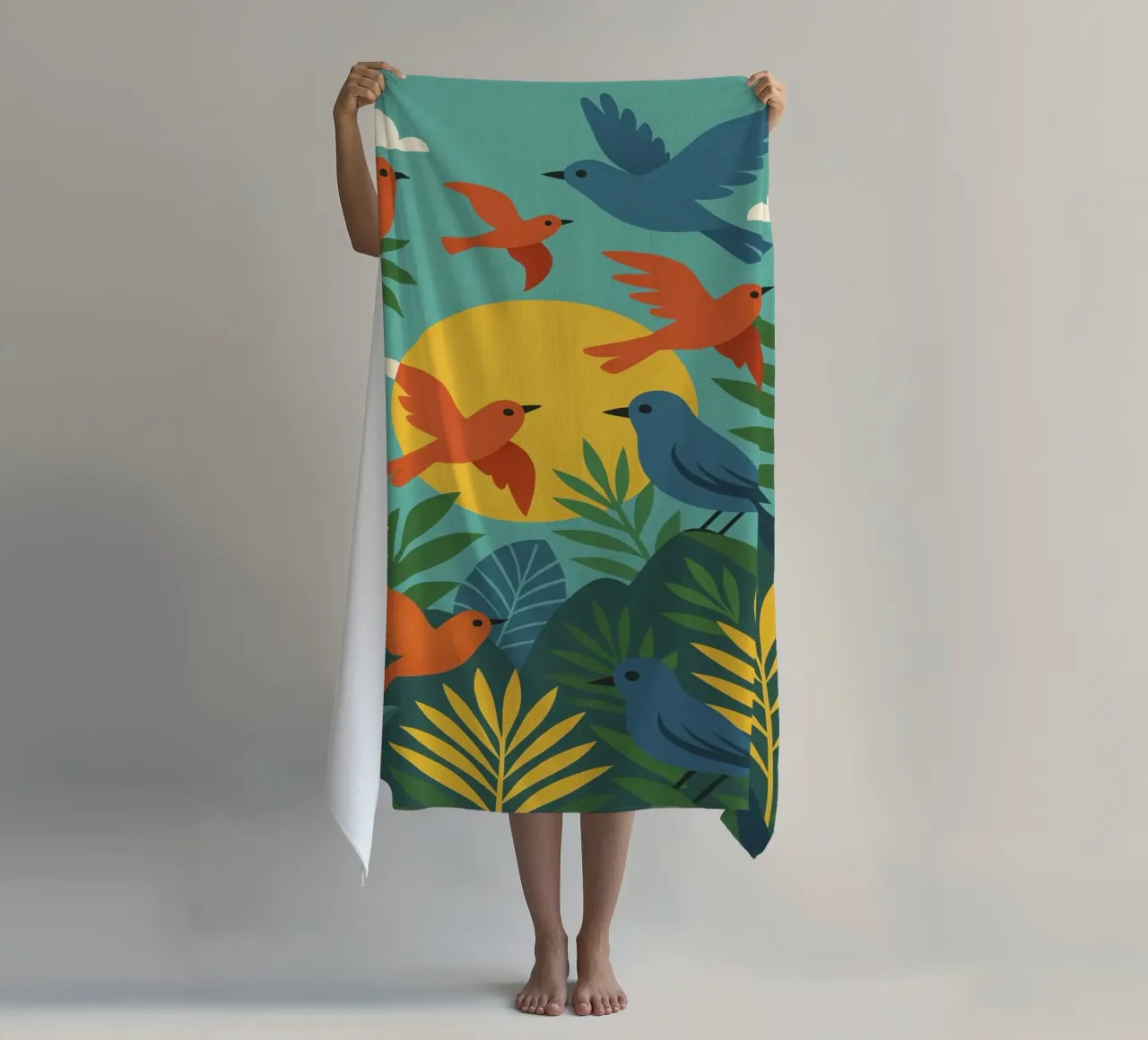 Poster con uccelli turchesi - Poster tropicale colorato e retrò telo mare da JETLAG | affiches voyage