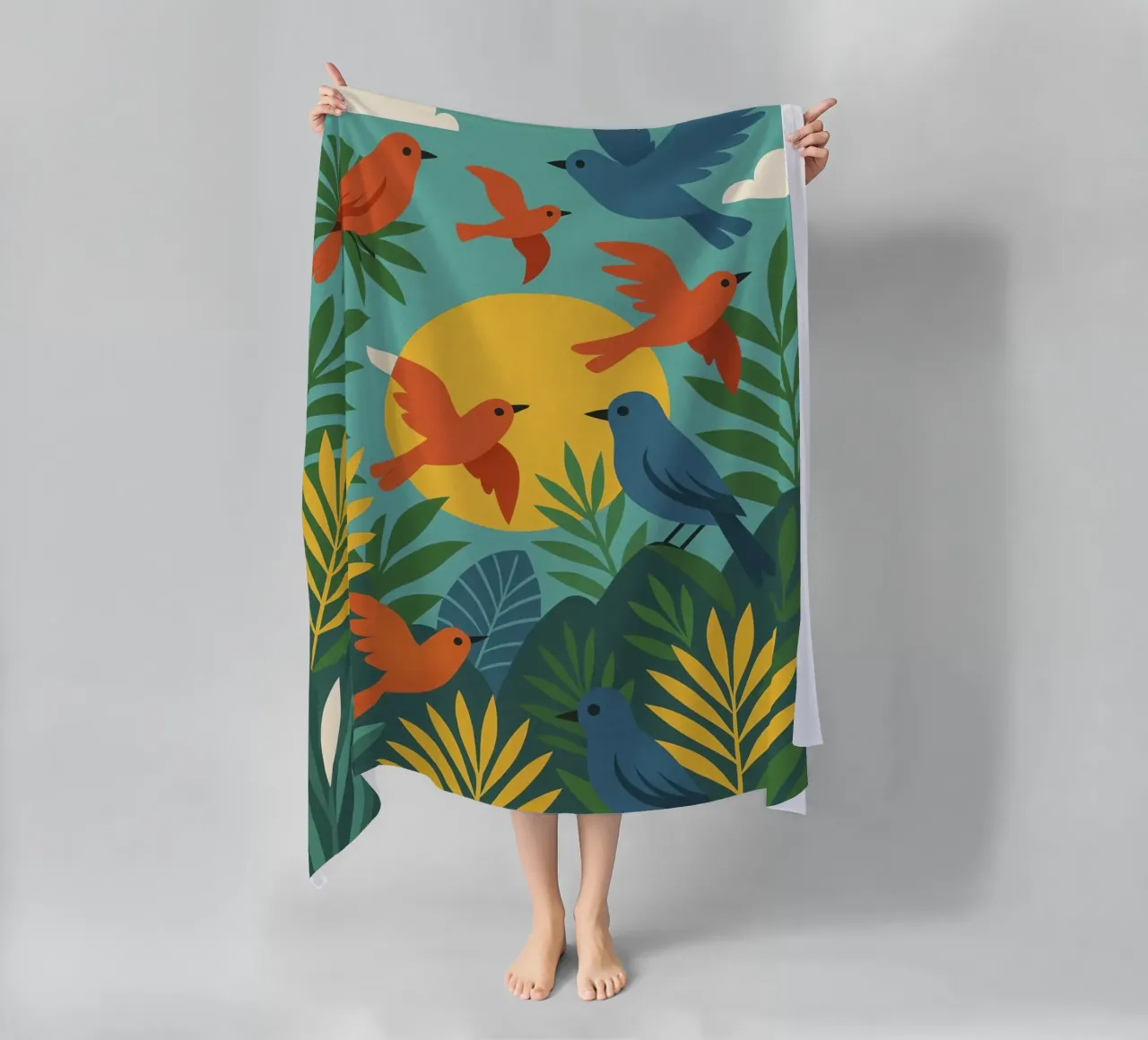 Poster con uccelli turchesi - Poster tropicale colorato e retrò telo mare da JETLAG | affiches voyage