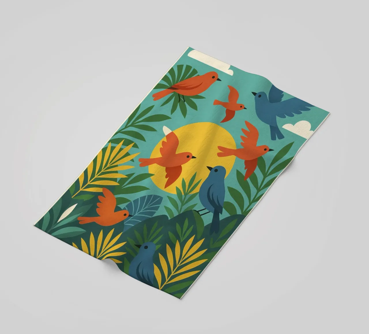 Poster con uccelli turchesi - Poster tropicale colorato e retrò telo mare da JETLAG | affiches voyage