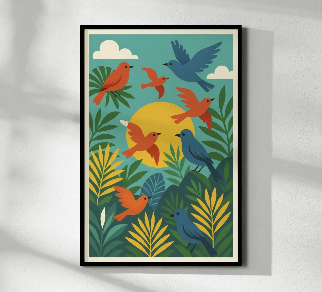 Poster con uccelli turchesi - Poster tropicale colorato e retrò carta hahnemühle da JETLAG | affiches voyage