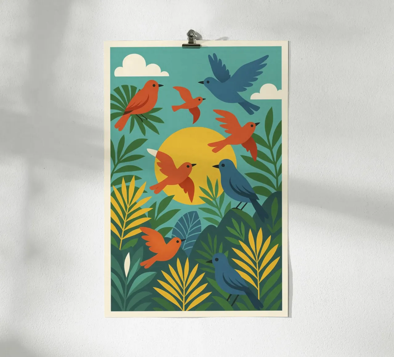 Poster con uccelli turchesi - Poster tropicale colorato e retrò carta hahnemühle da JETLAG | affiches voyage