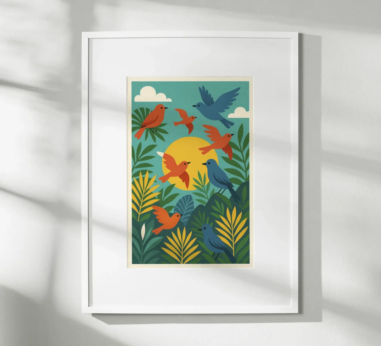 Poster con uccelli turchesi - Poster tropicale colorato e retrò carta hahnemühle da JETLAG | affiches voyage