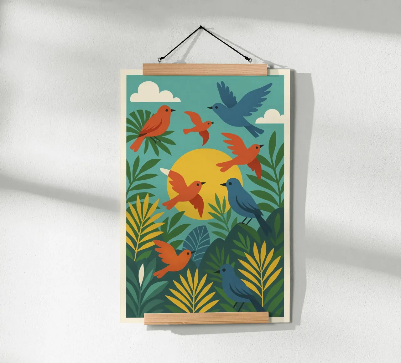 Poster con uccelli turchesi - Poster tropicale colorato e retrò carta hahnemühle da JETLAG | affiches voyage