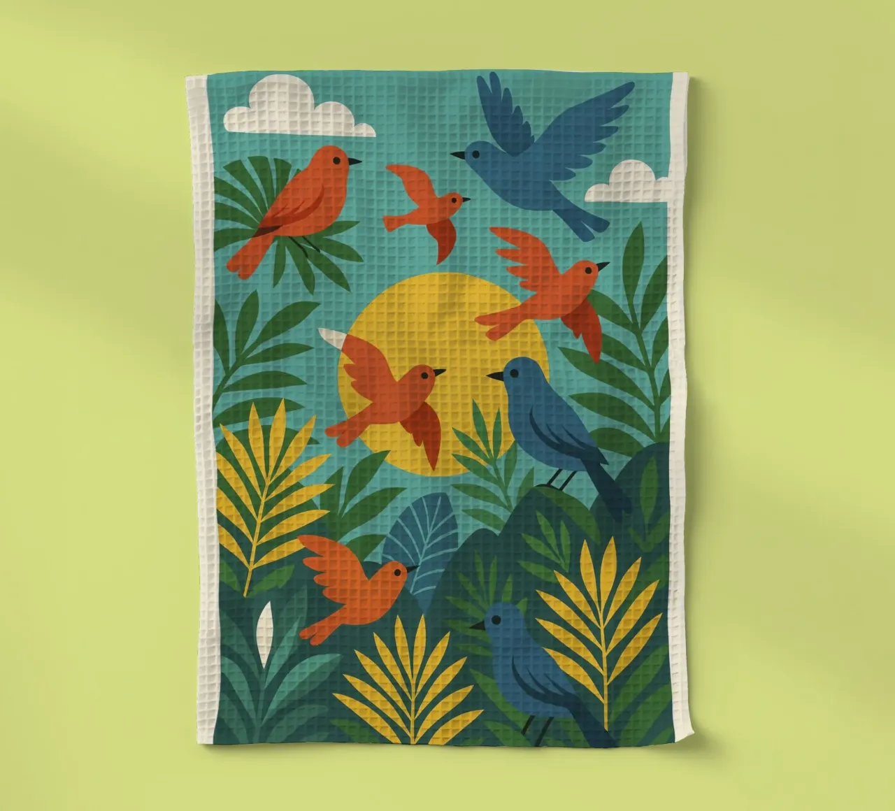 Poster con uccelli turchesi - Poster tropicale colorato e retrò canovaccio da cucina da JETLAG | affiches voyage