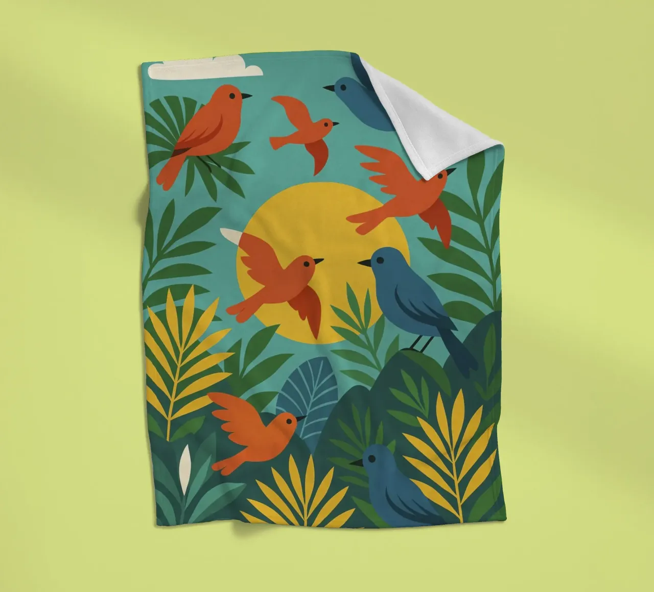 Poster con uccelli turchesi - Poster tropicale colorato e retrò coperta in pile da JETLAG | affiches voyage