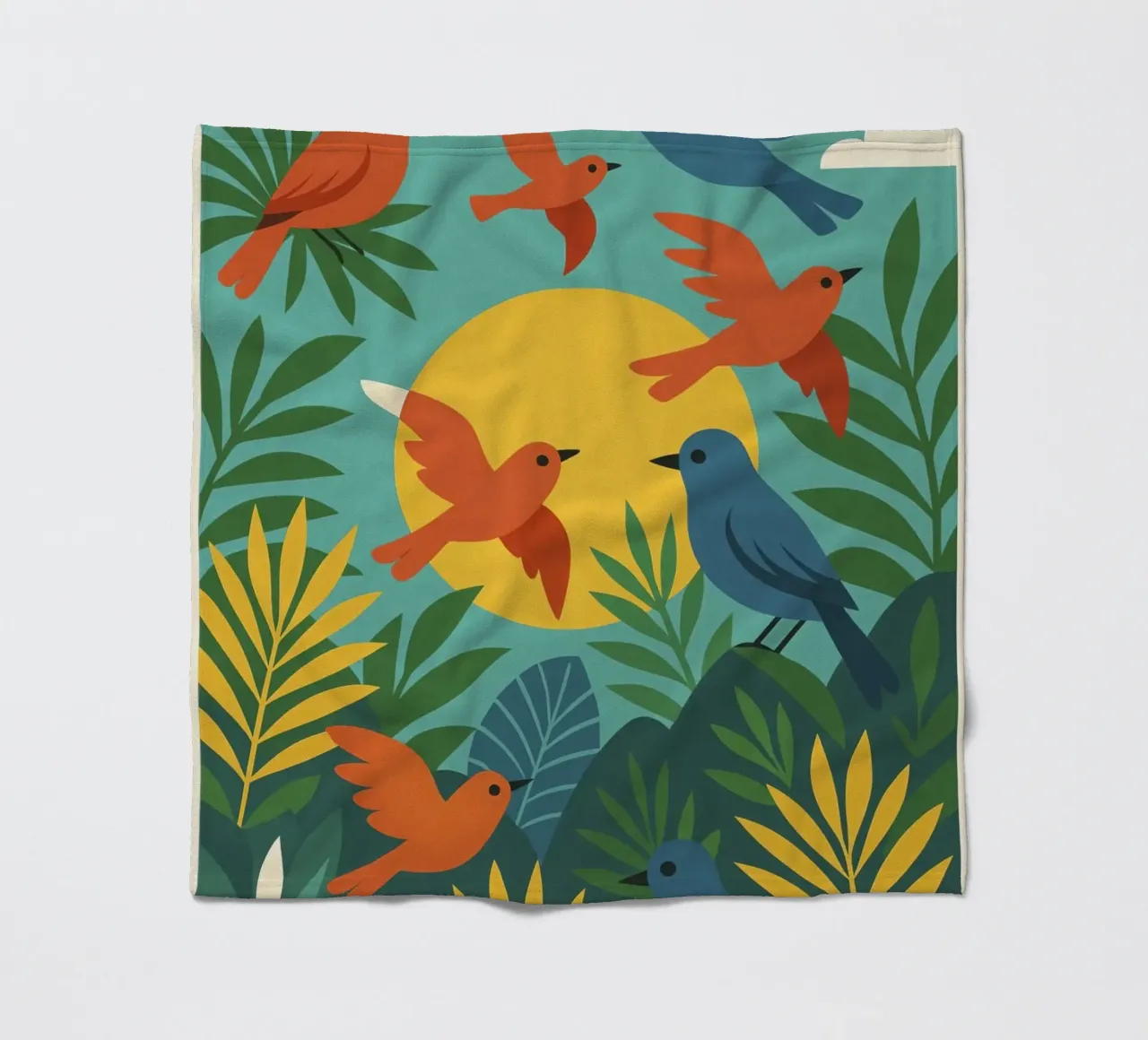 Poster con uccelli turchesi - Poster tropicale colorato e retrò coperta in pile da JETLAG | affiches voyage