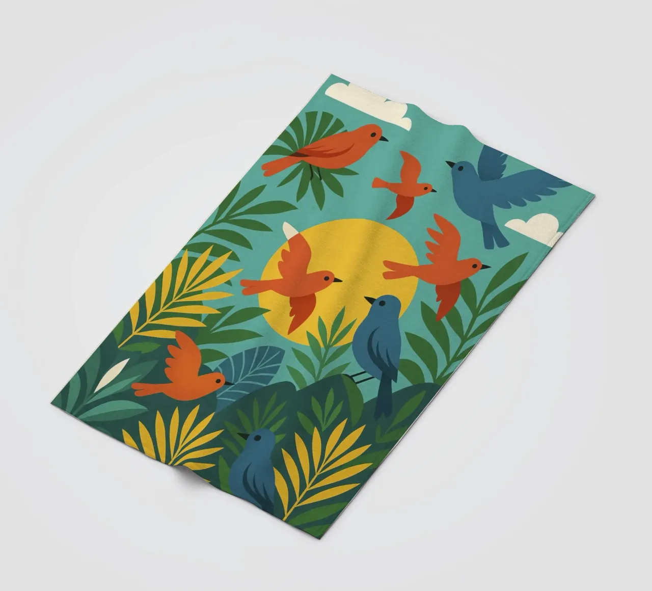 Poster con uccelli turchesi - Poster tropicale colorato e retrò coperta in pile da JETLAG | affiches voyage