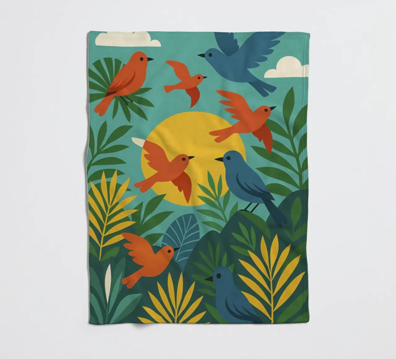 Poster con uccelli turchesi - Poster tropicale colorato e retrò coperta in pile da JETLAG | affiches voyage
