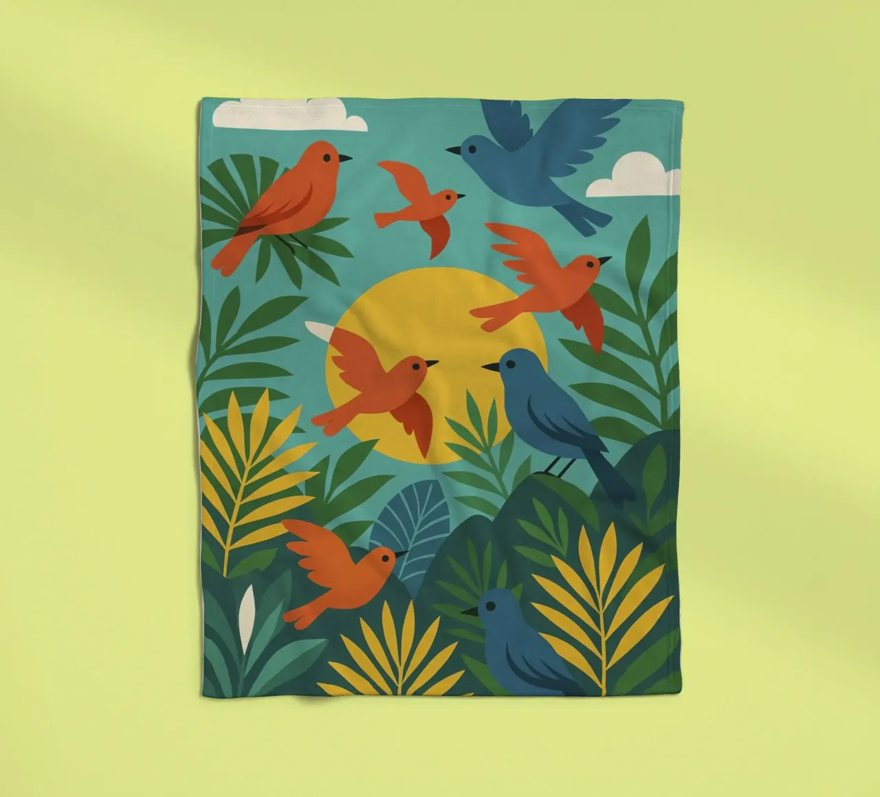 Poster con uccelli turchesi - Poster tropicale colorato e retrò coperta in pile da JETLAG | affiches voyage