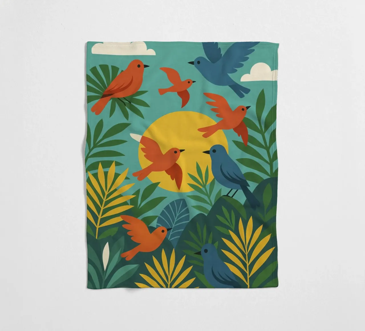 Poster con uccelli turchesi - Poster tropicale colorato e retrò coperta in pile da JETLAG | affiches voyage