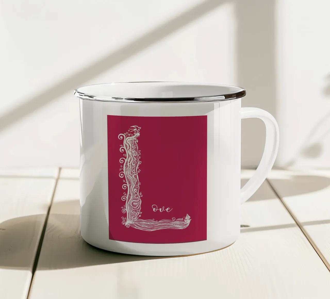 L like Love tazza in smalto da PaperLine Art