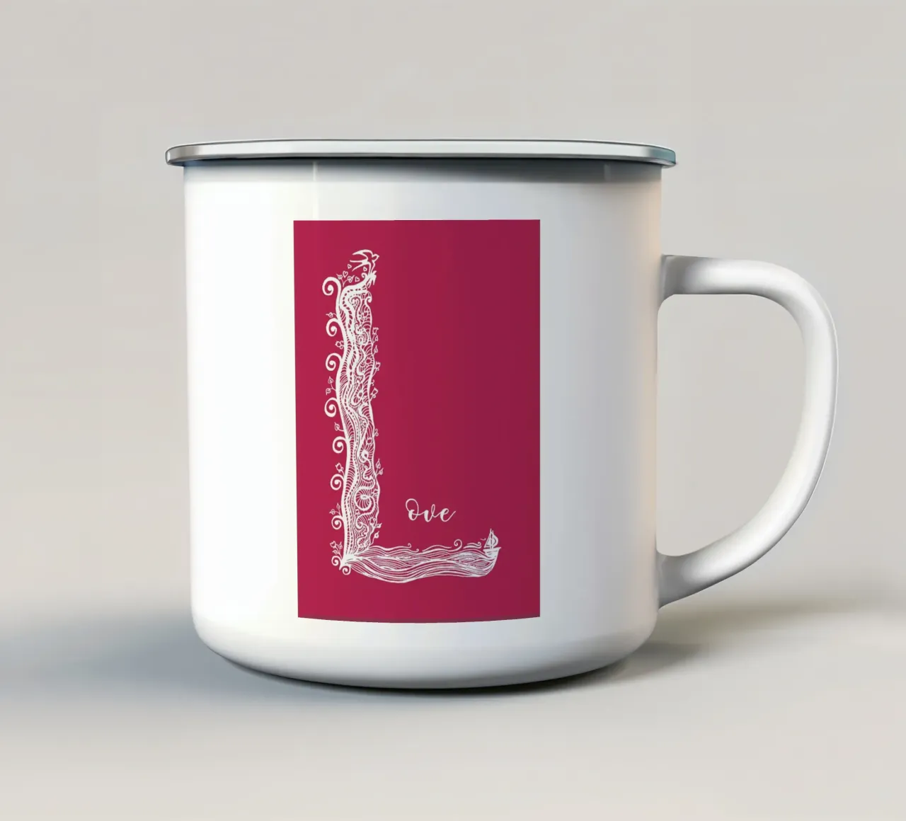 L like Love tazza in smalto da PaperLine Art