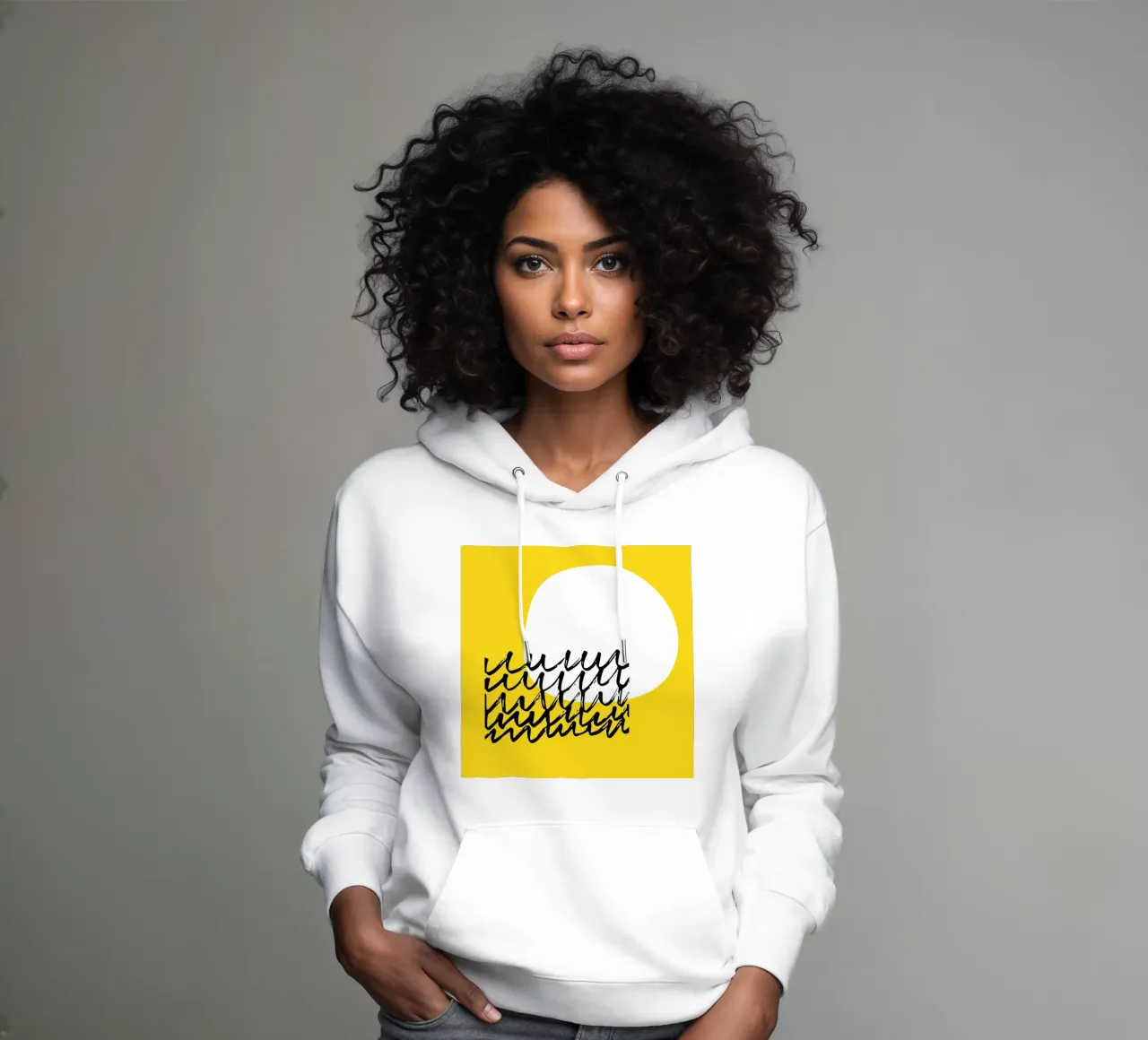 Minimal Yellow Sun hoodie by Kim Hubball Studio