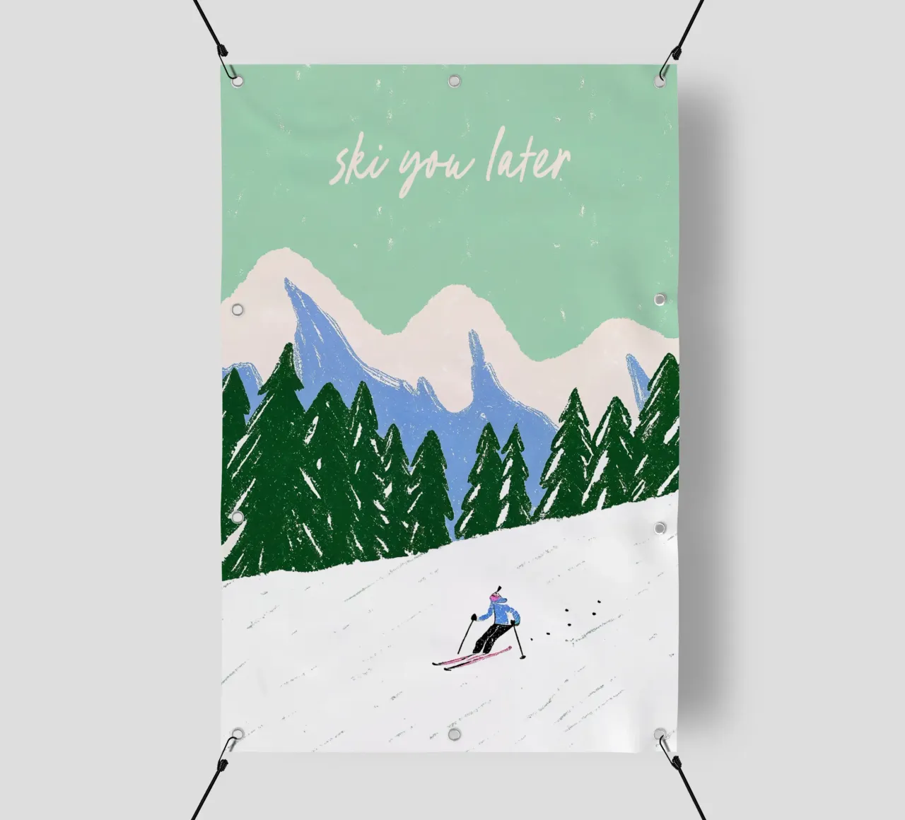 Ski You Later – Bergliebe Design telo in pvc da Studio Sori